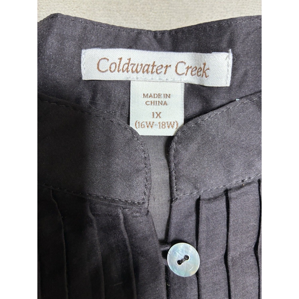 Coldwater Creek Tunic‎ Women's 1X Black Floral Embroidered Sheer Silk Blend NEW - Picture 7 of 11